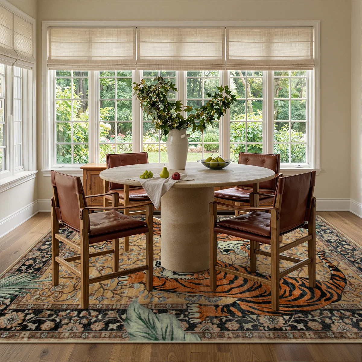 Goldene Vintage Tiger Desert Brown Washable Fall Area Rug - Soft Cashmere Carpet for Living Room, Bedroom, or Office